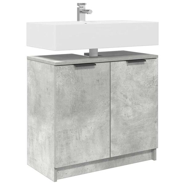 vidaXL Gabinete de Ba&ntilde;o con puerta Gris Concreto 64,5 x 33,5 x 59 cm