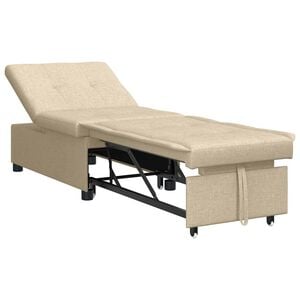 vidaXL Sof&aacute; cama desplegable Crema 194 x 50 x 82 cm tela