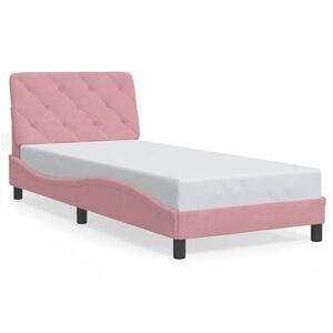 vidaXL Estructura de cama sin colch&oacute;n terciopelo rosa 90x190 cm