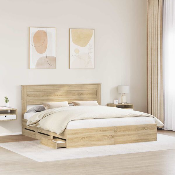 vidaXL Estructura de cama Roble Sonoma 180 x 200 cm Madera Ingenieril
