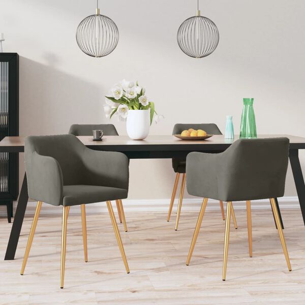 vidaXL Sillas de comedor 4 unidades terciopelo gris oscuro