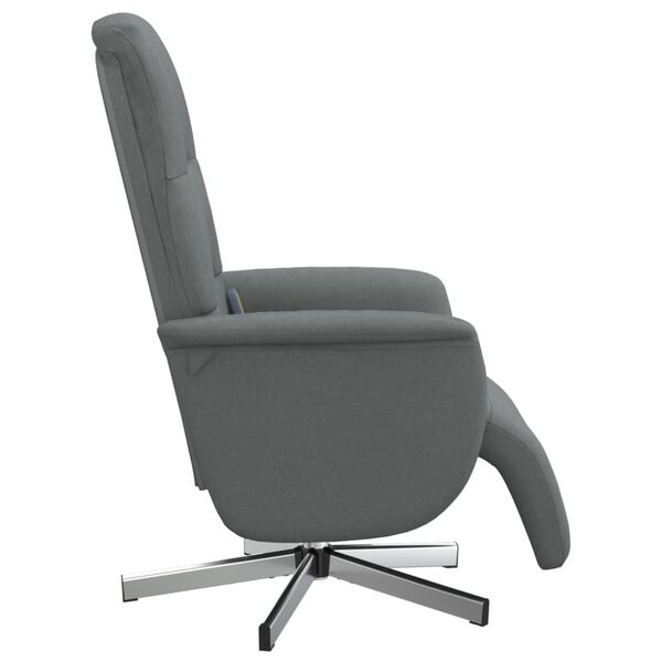 vidaXL Sill&oacute;n reclinable de masaje con reposapi&eacute;s tela gris oscuro