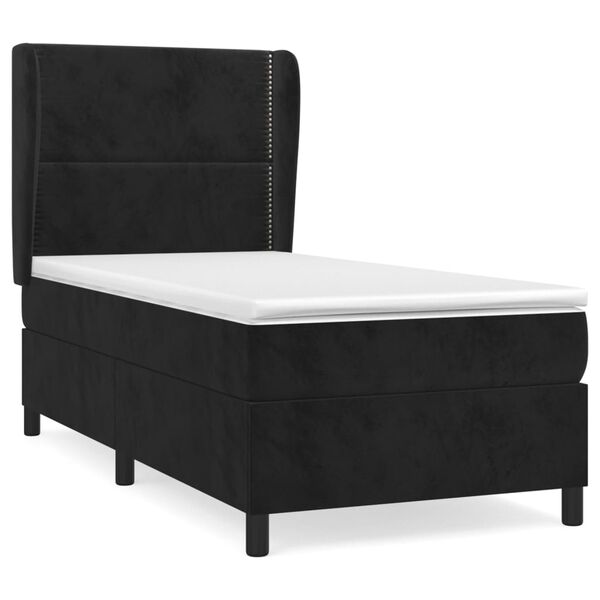 vidaXL Cama box spring con colch&oacute;n terciopelo negro 80x200 cm