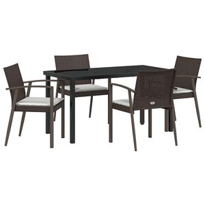 vidaXL Conjunto de Comedor de Jard&iacute;n 5 pcs Marr&oacute;n y Negro