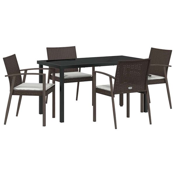 vidaXL Conjunto de Comedor de Jard&iacute;n 5 pcs Marr&oacute;n y Negro