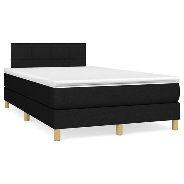 vidaXL Cama box spring con colch&oacute;n tela negro 120x190 cm