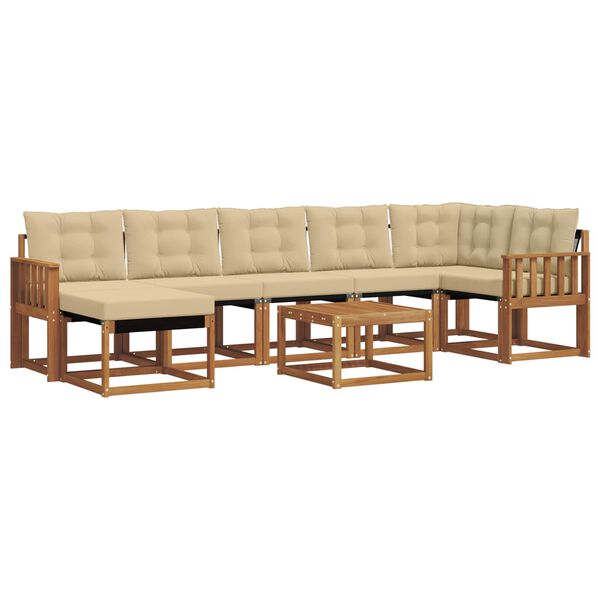 vidaXL Conjunto de sof&aacute;s de exterior con coj&iacute;n 8 pcs Natural y Beige