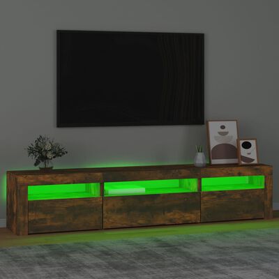 vidaXL Mueble de TV con luces LED roble ahumado 195x35x40 cm
