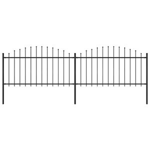 vidaXL Valla de jard&iacute;n con punta de lanza de acero 337x150 cm negra