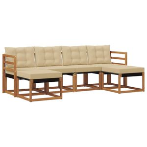 vidaXL Conjunto de sof&aacute;s de exterior con coj&iacute;n 6 pcs Natural y Beige