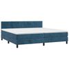vidaXL Cama box spring colch&oacute;n y LED terciopelo azul oscuro 200x200 cm