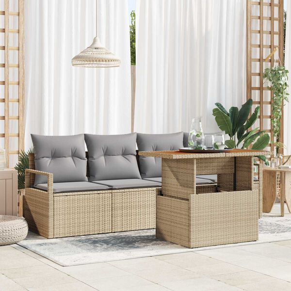 vidaXL Conjunto de sof&aacute; de jard&iacute;n con coj&iacute;n 5 pcs beige y gris claro