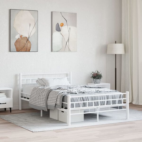 vidaXL Estructura de cama sin colch&oacute;n metal blanco 140x200 cm