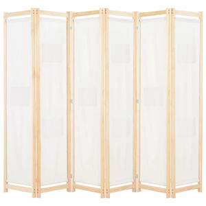 vidaXL Biombo divisor de 6 paneles de tela color crema 240x170x4 cm