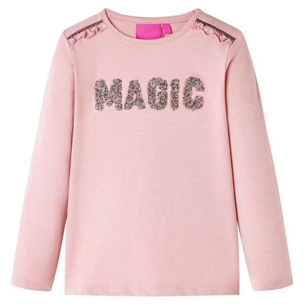 Camiseta infantil de manga larga rosa claro 116