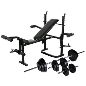 vidaXL Banco de musculaci&oacute;n barras y mancuernas 30,5 kg