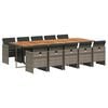 vidaXL Set de comedor de jard&iacute;n 11 pzas y cojines rat&aacute;n sint&eacute;tico gris