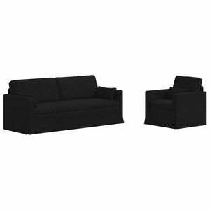 vidaXL Juego de Sof&aacute; 2 pcs Negro 198 x 78 x 80 cm tela