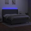 vidaXL Cama box spring colch&oacute;n y luces LED tela gris oscuro 180x200 cm