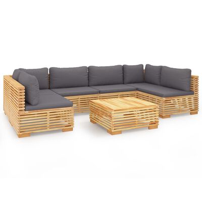 vidaXL Juego muebles de jardín 7 piezas y cojines madera maciza teca