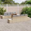 vidaXL Conjunto de sof&aacute; de jard&iacute;n 9 pcs Beige Polirat&aacute;n