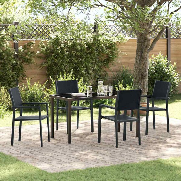 vidaXL Conjunto de Comedor de Jard&iacute;n 5 pcs Negro