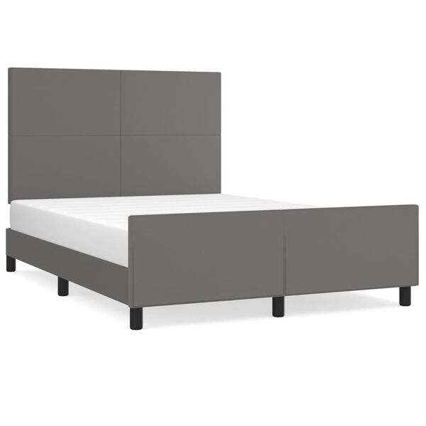 vidaXL Estructura de cama sin colch&oacute;n cuero sint&eacute;tico gris 140x190 cm