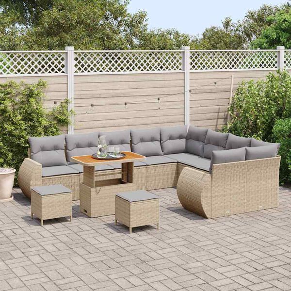 vidaXL Conjunto de sofá de jardín 12 pcs Beige ratán sintético