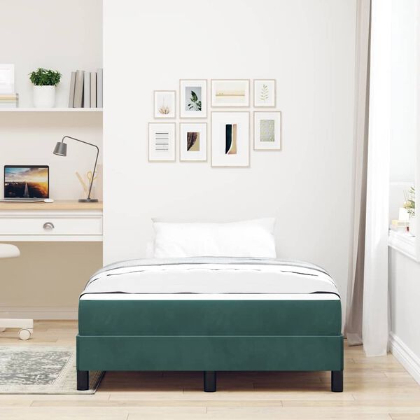 vidaXL Cama tipo Box Spring con colch&oacute;n Verde oscuro 120 x 200 cm tela