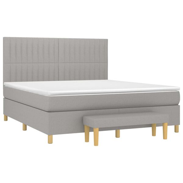 vidaXL Cama box spring con colch&oacute;n tela gris claro 180x200 cm