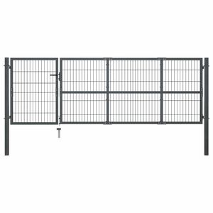 vidaXL Puerta de jard&iacute;n con postes de acero 350x100 cm antracita