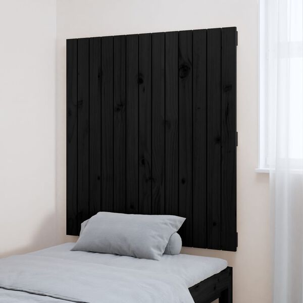 vidaXL Cabecero de cama de pared madera maciza pino negro 82,5x3x90 cm