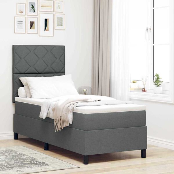 vidaXL Cama tipo Box Spring con colch&oacute;n Gris oscuro 80 x 200 cm tela