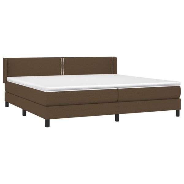 vidaXL Cama box spring con colch&oacute;n tela marr&oacute;n oscuro 200x200 cm