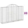 vidaXL Cestas de gaviones 9 uds forma de arco hierro 200x30x120/140 cm