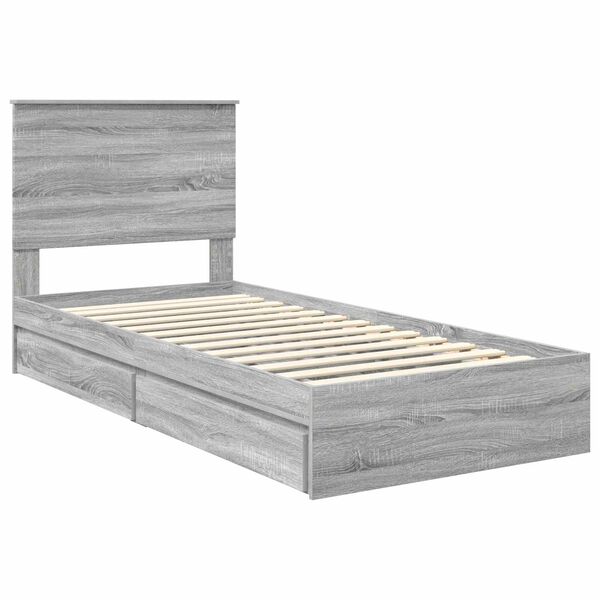 vidaXL Cama con almacenamiento con cabecera Gris Sonoma 100 x 200 cm