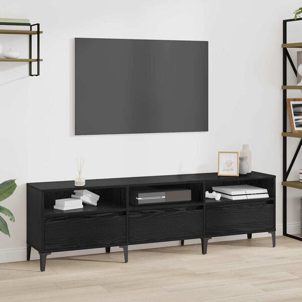 vidaXL Gabinete de TV con caj&oacute;n Roble Negro 150 x 30 x 45 cm