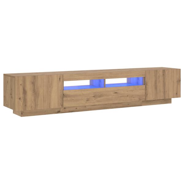 vidaXL Mueble de TV luces LED madera roble artisan 200x35x40 cm