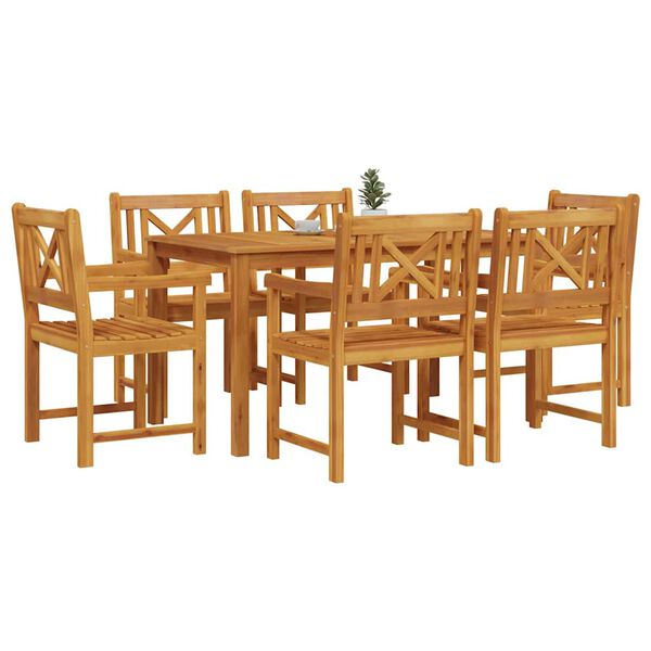 vidaXL Conjunto de Comedor de Jard&iacute;n 7 pcs Marr&oacute;n