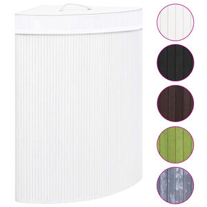 vidaXL Cesto para la ropa sucia de esquina bamb&uacute; blanco 60 L