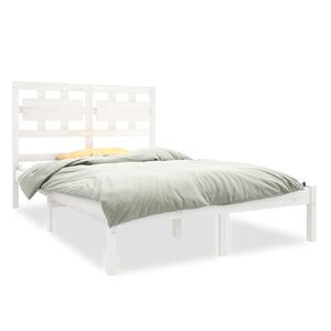 vidaXL Estructura de cama doble peque&ntilde;a madera maciza blanca 120x190cm