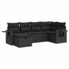 vidaXL Set de sof&aacute;s de jard&iacute;n 6 piezas y cojines rat&aacute;n sint&eacute;tico negro