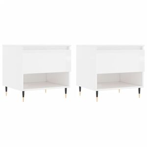 vidaXL Mesas centro 2 uds madera ingenier&iacute;a blanco brillo 50x46x50 cm