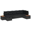 vidaXL Conjunto de sof&aacute; de jard&iacute;n con almohada 7 pcs Negro Polirat&aacute;n