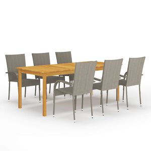 vidaXL Juego de comedor para jard&iacute;n de 7 piezas gris