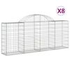 vidaXL Cestas de gaviones 8 uds forma de arco hierro 200x30x80/100 cm