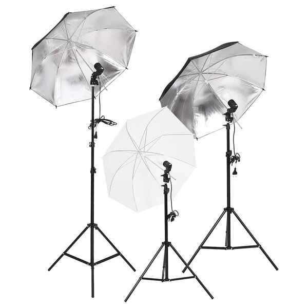 vidaXL Kit de estudio fotogr&aacute;fico con set de luces, fondo y reflector