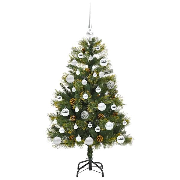 vidaXL Árbol de Navidad artificial con ramas plegables y conos 120 cm