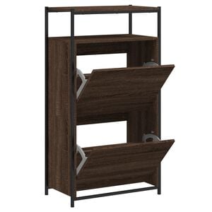 vidaXL Zapatero de madera de ingenier&iacute;a marr&oacute;n roble 60x34x112 cm