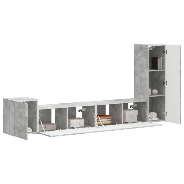 vidaXL Conjunto de mueble de TV 3 pcs Gris Concreto